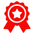 Red award ribbon with a black star.